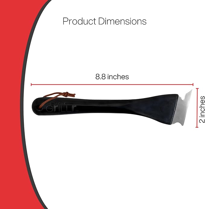 BBQ Grill Scraper, Stainless Steel Blade, Ergonomic Handle - BBQ Cleaning Tool for Gas, Infrared, Charcoal, Porcelain Grills, Outdoor Grill Accessories with Hanging Loop