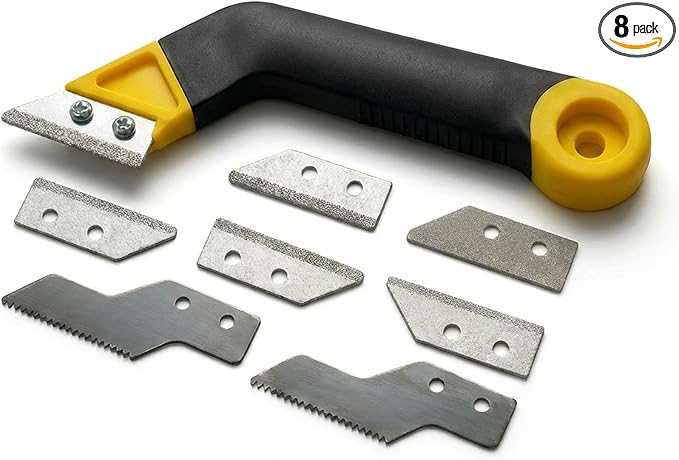 Tile Grout Saw, Angled Saw with 7PCS Extra Blades Replacement, Grout Removal Tool for Tile Cleaning and Repair