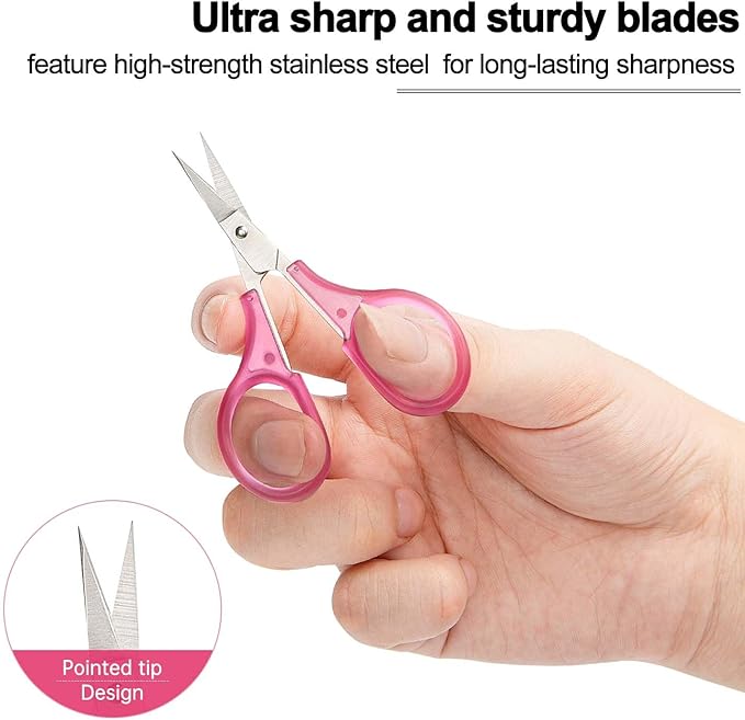 SCAIKTIG Small Craft Scissors, 3" Tiny Travel Scissors Tsa Compliant with Cover, Sharp Scissors all Purpose, Straight Fine Tips Mini Sewing Scissors Set, Precision Detail Paper Cutting, Pink/Purple