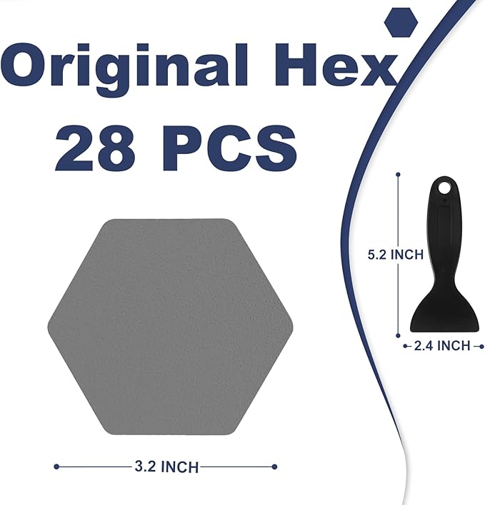 28 PCS Shower Floor Non Slip Stickers with Strong Adhesive, Invisible & Durable Anti Slip Shower Stickers with Scraper for Bath Tub, Pools and Stairs(Grey,Hexagon)