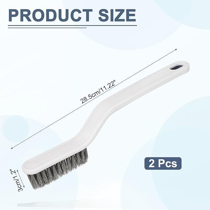 uxcell Crevice Cleaning Brush with Tweezer, Hard Bristle Gap Brush for Tidying Narrow Space, Deep Cleaning Supplies for Kitchen Sink, Toilet, Bathroom, Bathtub, Home, Window, White 2Pcs