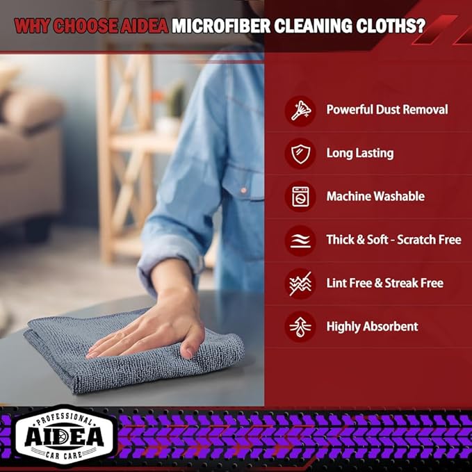 AIDEA Microfiber Cleaning Cloth Grey, 600PK, Microfiber Towels for Cars, Shop Towels Cleaning Rags, Premium Wash Cloths, Absorbent Towel for SUVs, House, Kitchen, Commercial, Cleaning Supplies 12×12"