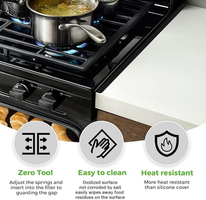 Stove Gap Covers,Stove Gap Filler, Range Trim Kit, Stove Gap Guards, Heat Resistant and Easy to Clean （Aluminum Black 23.4 in.）