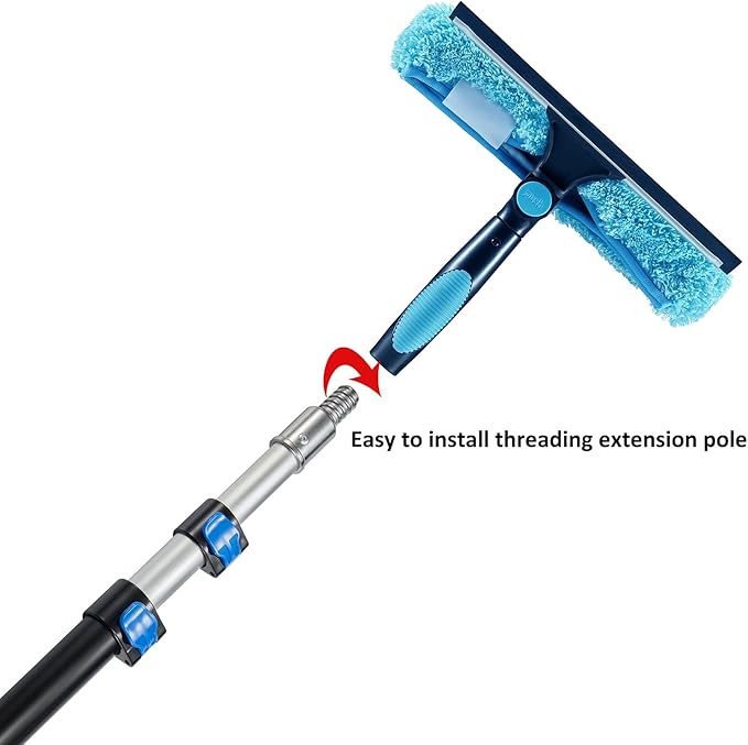 11" Window Squeegee and Microfiber Scrubber 2-in-1 Combo Cleaning Tools (Attachement Only) (1)