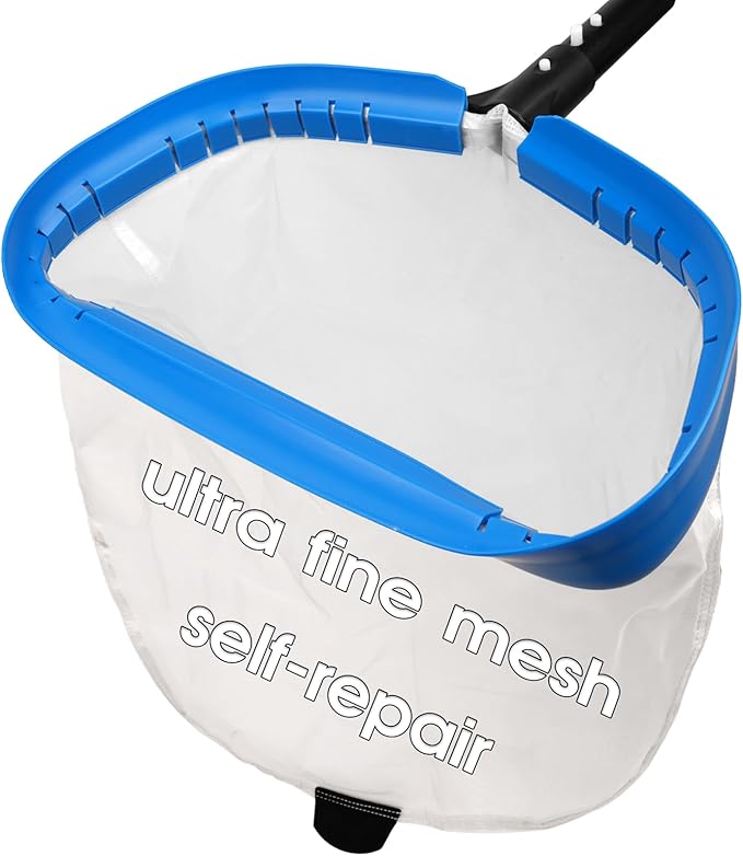 TidyMister 14'' Ultra Fine Mesh Pool Skimmer Net Rake for Sand Silt Pollen Debris - Super Extra Fine Nylon Cleaning Pool Net for Above Ground & In-ground Swimming Pools