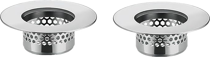 2Pcs Polished Silver Shiny Drain Strainer - Fits 1.25"-1.60" Hole | Stainless Steel Hair Catcher for Bathroom/Bathtub/Laundry/RV Sink