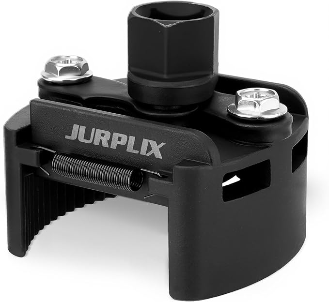 Universal Adjustable Oil Filter Wrench– 2-3/8 to 3-1/8 Inch (60-80mm) Cap Style Tool, 1/2" Drive Removal Tool with Non-Slip Serrated Jaws – Fits Small to Medium Spin-on Filters, UTVs, JetSkis