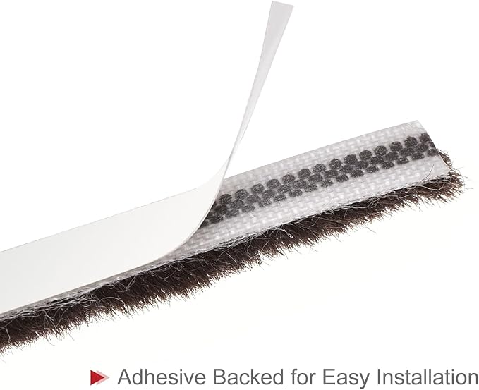 uxcell Weather Stripping Brush, 10ft L x 0.3" W x 0.3" H Self-Adhesive Seal Weatherstrip Sweep Brush Brown for Door Window
