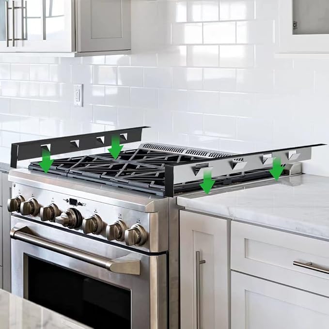 2Pcs Adjustable23'4-26' Stove Gap Cover Range Gap Filler 316 Stainless Steel Counter Trim Kit Between Stove Edge and Counter Don't Melt Like Silicone Heat Resistant and Easy to Clean (black)