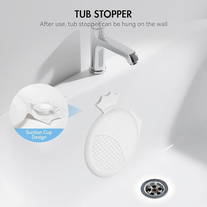 TRAPMATE Bathtub Drain Stopper, Patented 5.9" Suction Tub Plug Drain Cover for Shower, Bath, Kitchen Sink, 3 Pack, White