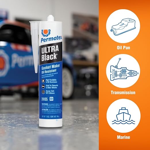 Permatex 24105 Ultra Black Maximum Oil Resistance RTV Silicone Gasket Maker, 10.6 oz. Cartridge