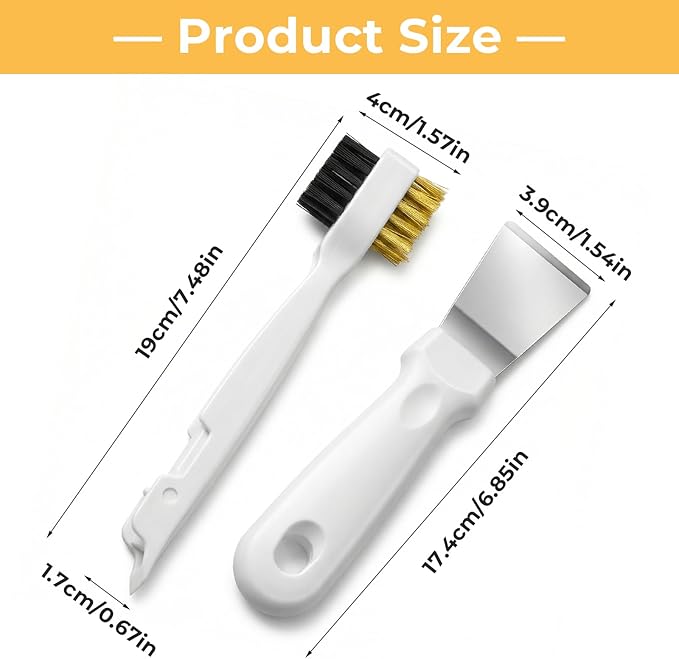Ymapinc Gas Stove Top Cleaner Set - Kitchen Cleaning Scrub Brush with Cooktop Scraper + Scraper Tool, Household Cleaning Tools & Scrubber for Range Hood Grease Grime