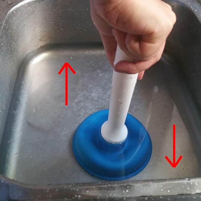 Coralpearl Drain Plunger, Small Hand Force Plumber Helper, Little 4 inch Cup Clog Remover, Tiny Rubber Unclogger in 9" Short Handle for Kitchen Sink, Bathroom Toilet, Shower Bath Tub (Blue + Green)