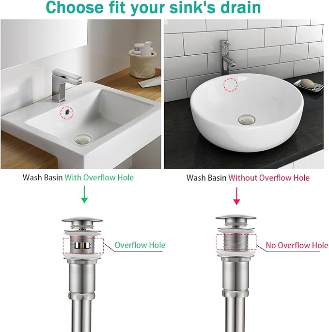 Brass P Trap with Pop Up Drain Stopper,U-Shape 1 1/4 Slip Joint Extension Tub Sink Drain Pipe,12 inch Pipe length Adjustable Height Sink Waste Trap Drain Kit,Without Overflow,Brushed Nickel