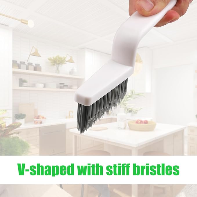 4pcs Grout Cleaner Brushes, V Shape Hard Bristle Crevice Stiff Cleaning Brush Grout Scrubber Shower Scrub Tool for Tile Floors, Tracks, Door Groove, Bathroom Gap, Kitchen, Window