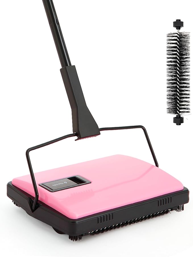 Yocada Manual Carpet Sweeper Cleaner Household Sweeper with Extra Brush Lightweight Hand Push Non-Electric for Home Office Low&Undercoat Carpets Rugs Pet Hair Dust Scraps Paper Small Rubbish Cleaning