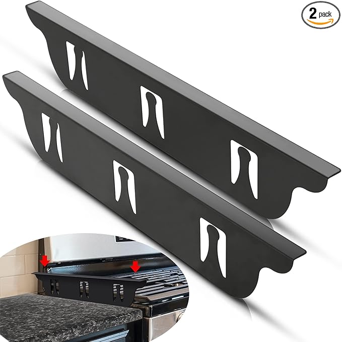 Stove Gap Covers - Stainless Steel, Stove Gap Filler | Oven Gap Cover | Heat Resistant & Easy To Clean Stove Counter Gap Cover | Gaps Filler Between Stove and Counter Guard (Black, 23.5"L, 0.9" W)
