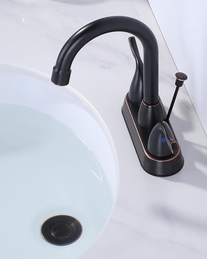 WOWOW Bathroom Drain Assembly Stopper with Lift Rod for Bathroom Faucet Vanity Sink Pop-Up Drain Stopper Assembly with Lift Rod and Overflow，Oil Rubbed Bronze