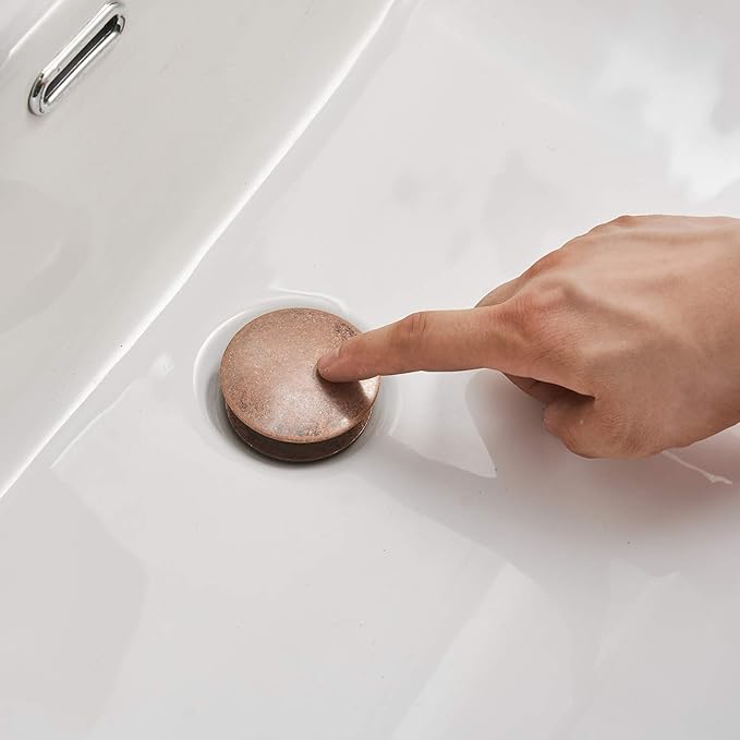 BWE 1 5/8" Bathroom Faucet Vessel Sink Drain Fits Bathroom Standard Sink Hole 1-1/2" to 1-3/4" Vanity Pop up Drain Assembly Stopper Without Overflow Copper
