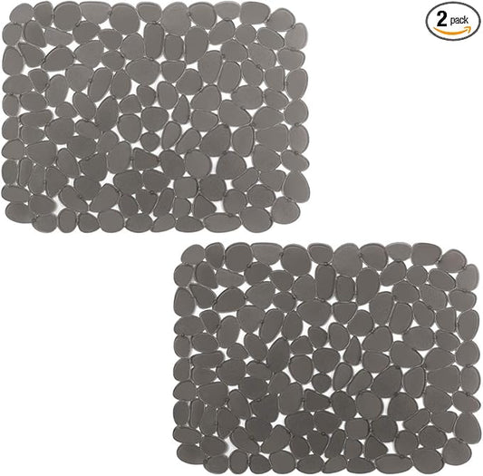 Yolife Pebble Sink Mats for Stainless & Porcelain Sinks, PVC Saddle Protectors - Dish & Glassware Guard (Grey, 2 Pack)