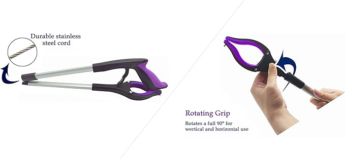 2-Pack Reacher Grabber Tool, Foldable Trash Picker Grabber, Trash Gripper, Garden Nabber, Litter Picker, Extended Grabber（Purple/Purple)