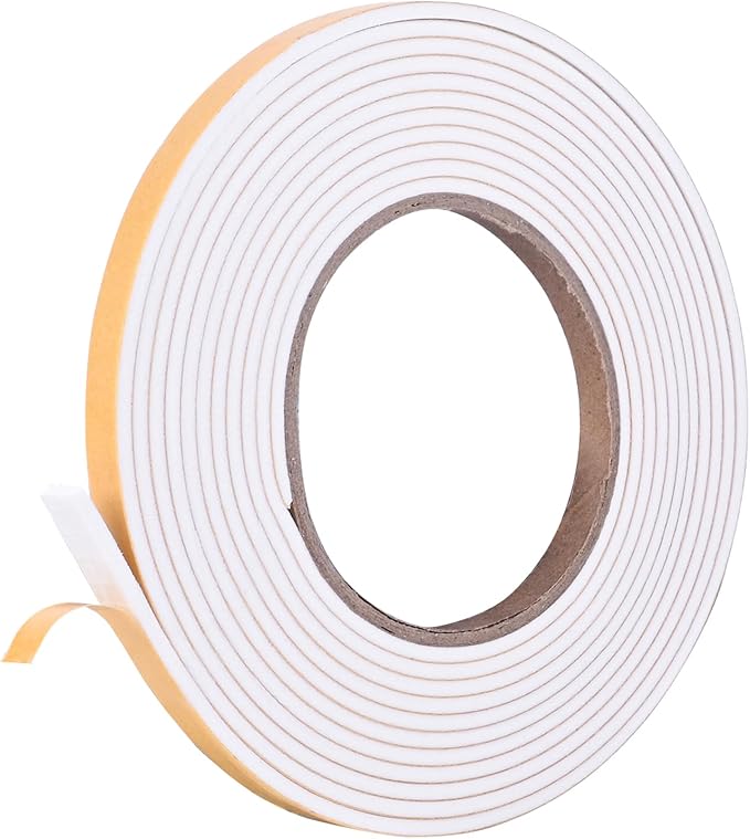 Kikerike Self Adhesive Foam Tape Weatherstrip 1/4in x 1/8in x 13Ft High Density Foam Insulation Strips Seal Weather Stripping with Strong Adhesive for Door and Window Sound Isolation Soundproofing