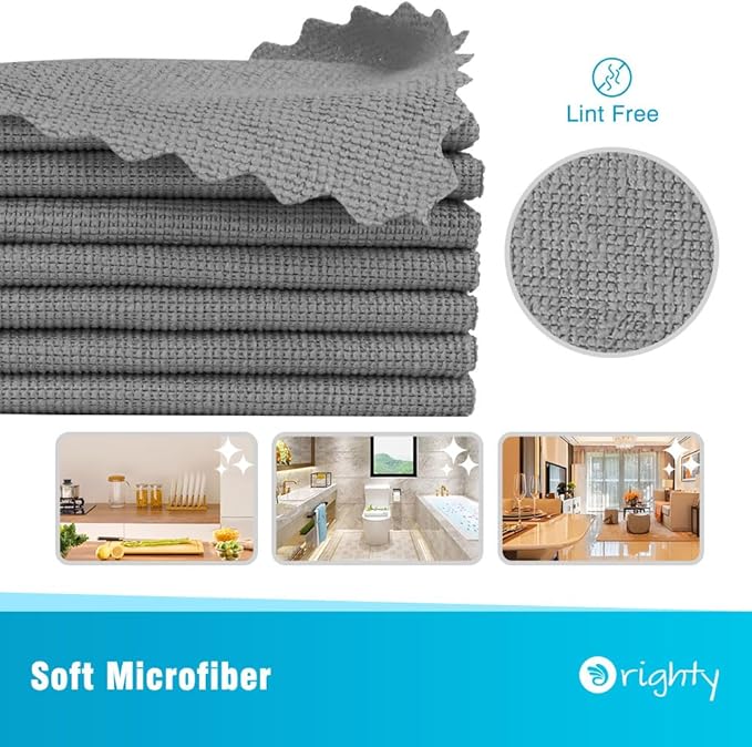 Orighty Microfiber Cleaning Cloth, 400 Pack Highly Absorbent Cleaning Rags, Household Cleaning Supplies, Reusable Microfiber Towels Lint Free Cloths for House, Kitchen, Car Care, 12x11 inch, Grey
