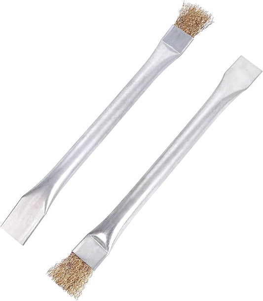 Professional Steel Wire Brush for Pellet Stove Cleaning, Steel Brush with Scraper, Metal Long Handle,Suitable for Removing residues (Pack of 2)