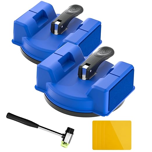 2PCS Floor Gap Fixer Tool, Dual-Side Striking Vacuum Suction Plank Gap Repair Kit with Grip Pads, Quick Fix for Laminate, LVP, Hardwood, Engineered Wood & Tile Floor Expansion Joints