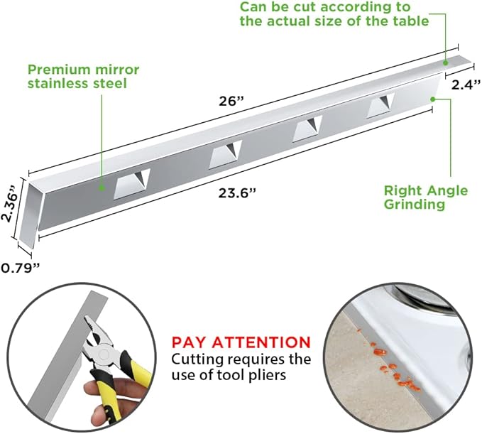 2Pcs Adjustable 23'4-26' Stove Gap Cover Range Gap Filler 316 Stainless Steel Counter Trim Kit Between Stove Edge and Counter Don't Melt Like Silicone Heat Resistant and Easy to Clean (Silver)