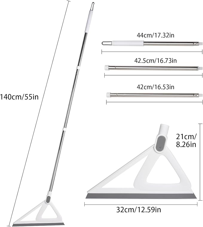 Multifunction Silicone Broom，Squeegee Broom Sweeping Water and Pet Hair，Rubber Magic Broom Sweeper for Floor Bathroom Kitchen Shower，Rugs，Glass Windows（White）