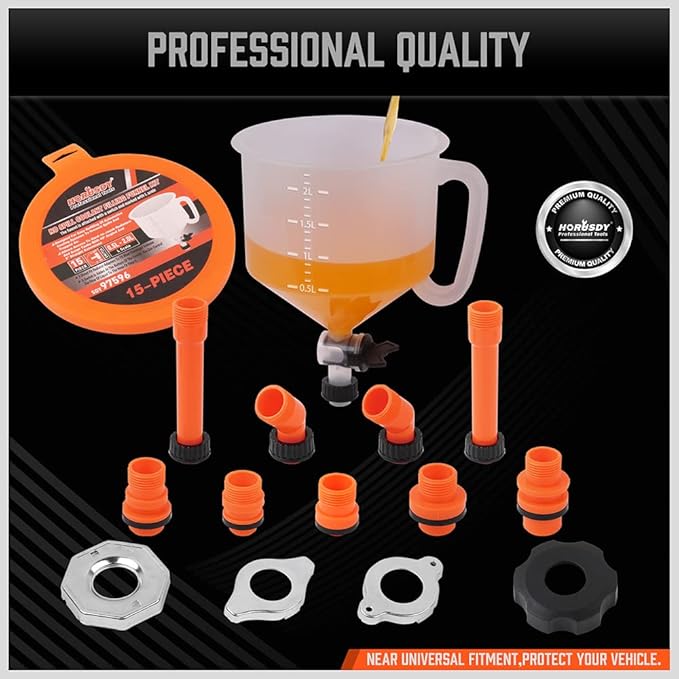 HORUSDY No-Spill Coolant Funnel Kit, Spill Proof Funnel Bleeder with Adapters. Universal Fitment