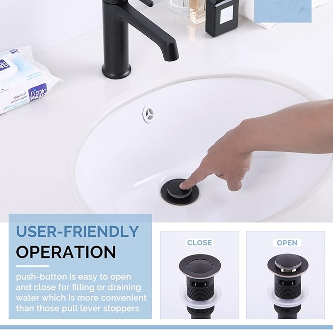 Angle Simple Bathroom Sink Drain with Overflow, Brass Pop Up Vanity Sink Drain Stopper Oil-Rubbed Bronze