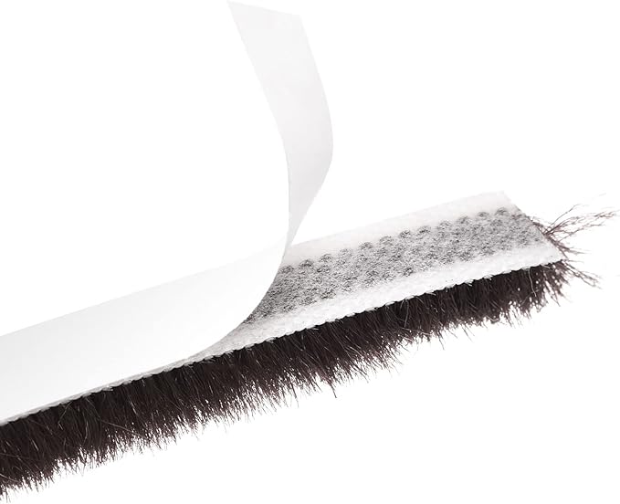 uxcell Weather Stripping Brush, 26ft L x 0.35" W x 0.35" H Self-Adhesive Seal Weatherstrip Sweep Brush Brown for Door Window