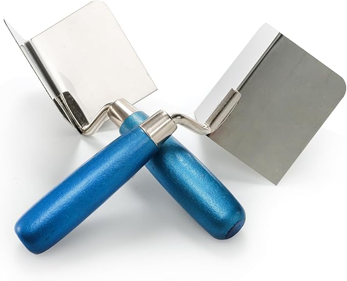 Peohud 2 Pieces Drywall Corner Tool Set, Inside and Outside Corner Knife, Stainless Steel Corner Trowel, Concrete Finishing Tool for Plastering Bricklaying Corner Finishing Work