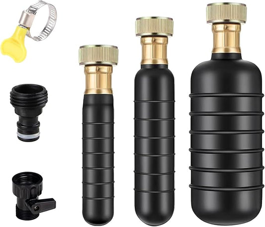 Drain Cleaning Bladder- Fits 1" to 2" Pipes, 3/4" Hose Thread Valve,Ideal for Sinks, Showers, Tubs & Sewer Lines, Rubber, Easy Daily Use, Cold Water Only (3Pc)