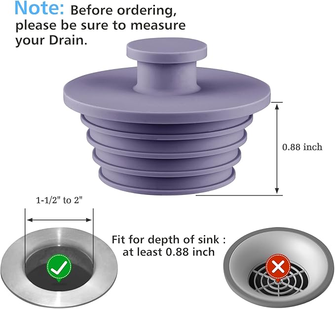 Aluvor Bathtub Stopper 2pcs Sink Stopper Tub Plug Bathroom Shower Drain Plug Silicone Bathtub Drain Plug Tub Drain Stopper Washbasin Stopper