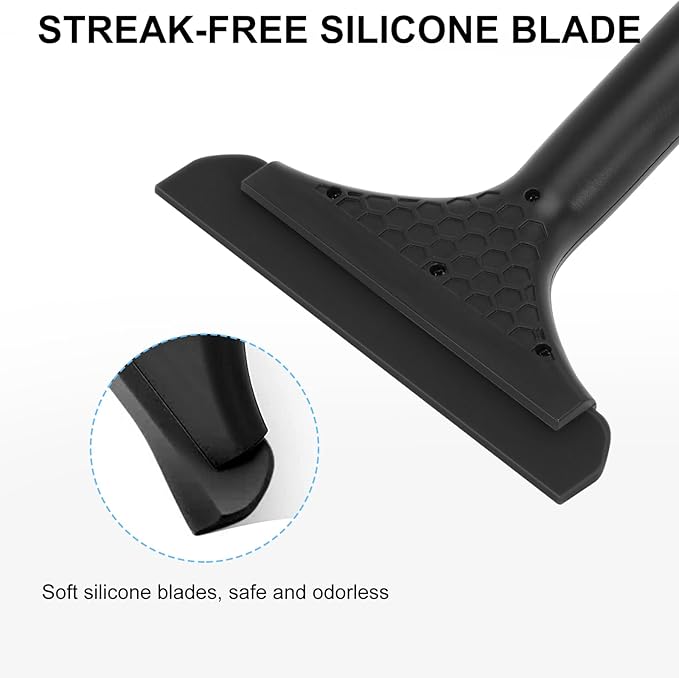 SetSail Shower Squeegee for Glass Doors Small Squeegee for Shower Glass Door Mini Silicone Windshield Squeegee for Car Window, All Black