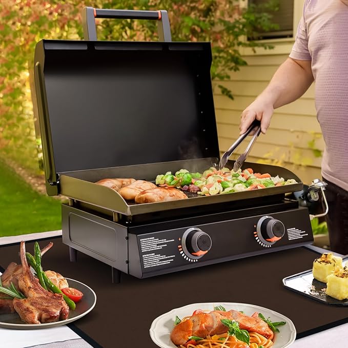24 x 31in Fireproof Grill Mats for Outdoor Grill to Protect Your Grill Table - Heat Resistant Grill Table Mat - Waterproof & Oilproof BBQ Mat - Brown（1mm）