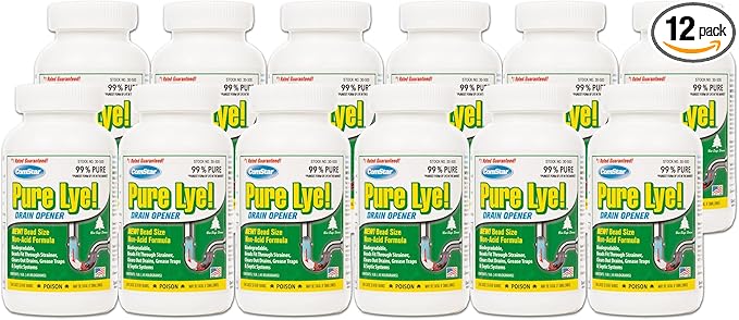 ComStar Pure Lye 1 lb - Unique Sodium Hydroxide Beads | Drain Opener & Soap Making | Biodegradable, Eco-Friendly (Pack of 12)