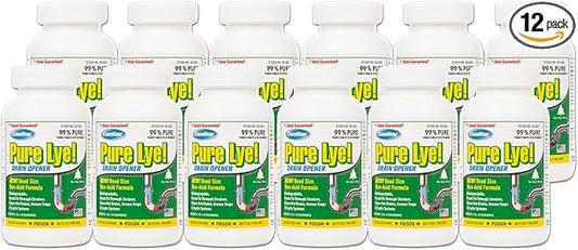 ComStar Pure Lye 1 lb - Unique Sodium Hydroxide Beads | Drain Opener & Soap Making | Biodegradable, Eco-Friendly (Pack of 12)