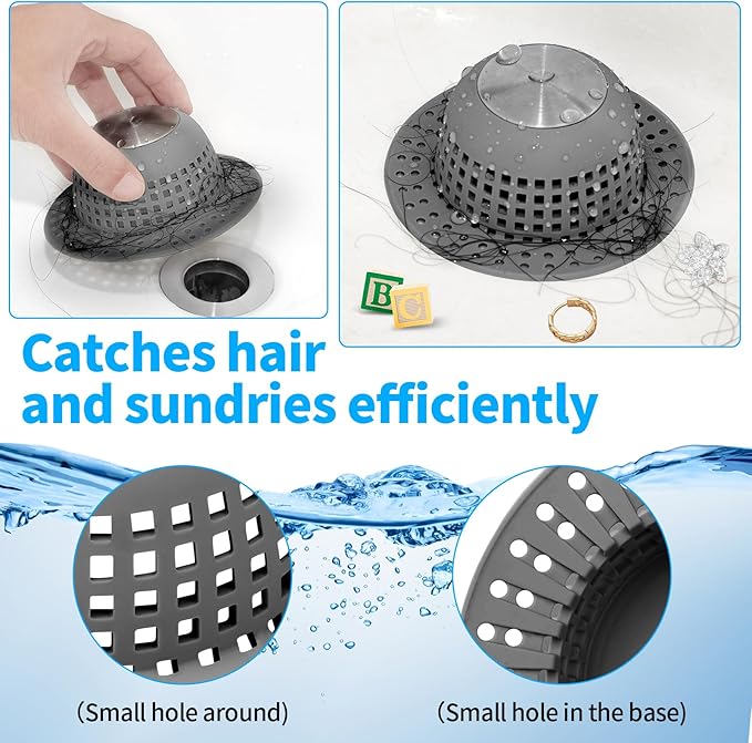 Aluvor Shower Drain Hair Catcher Bathtub Drain Cover Shower Protector for Pop-Up & Regular Drains