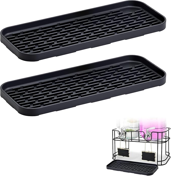 Drip Pan Compatible with Drink Dispenser, 2 Pack Silicone Tray Mat for DD&HAPP Glass Drink Dispenser