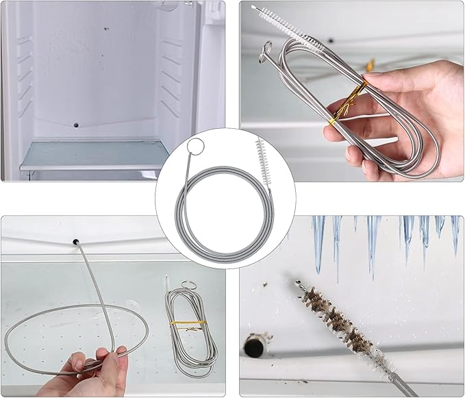 Extra Long Pipe Tube Cleaner Fridge Drain Pipe Dredging Tool Flexible Drain Brush Skinny Tube Spiral Cleaning Brush Drinking Straw Cleaner Brush Nylon Spring Aquarium Filter Brush 155CM (1)