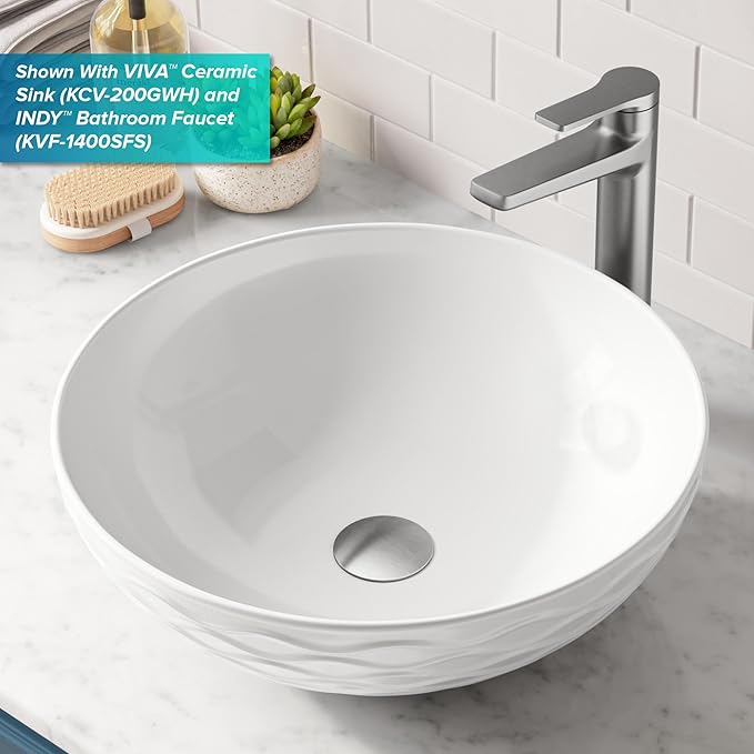 KRAUS Bathroom Sink Pop-Up Drain Assembly in Matte Black for Vessel Sinks and Sinks without Overflow, with Extended Thread for Thicker Countertops, PU-L10MB