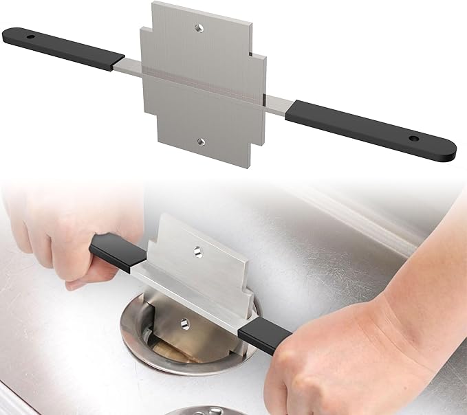 Waste Drain Tool for 3 Tier Sink in Commercial Kitchens, Silvery, Twist and Lever Mechanism, Waste Drain Installation and Removal Tool