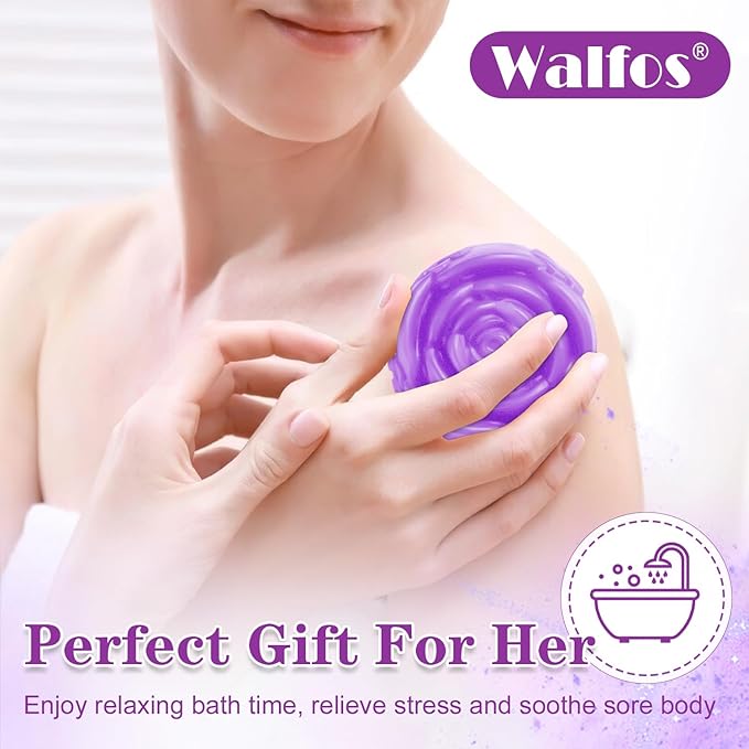 Walfos Soap Molds,4 Pieces Flower and Rectangle Silicone Soap Mold,BPA Free and Dishwasher Safe. Perfect for Homemade Craft Soap, Ice, Mousse, Cake, Jelly.Easy to Pop Out. (Purple)