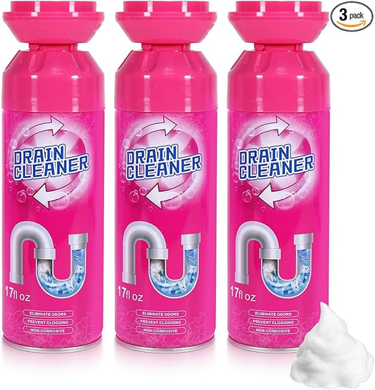 Foaming Drain Cleaner, Sink Cleaner and Deodorizer, Drain Clog Remover for Kitchen Sinks, Tubs, Shower Drains (3 Pcs)