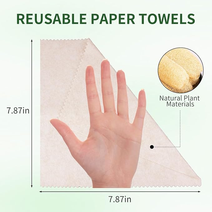 5 Pack Swedish Dishcloths for Kitchen, 100% Compostable Loofah & Plant Fiber Swedish Dish Cloths, Reusable Paper Towels, Super Absorbent, Non-Stick Oil, Fast Dry(7.87x7.87in)