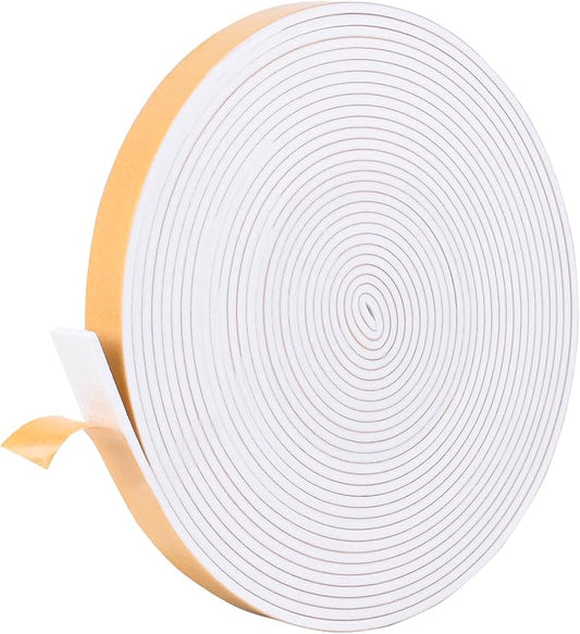 Kikerike Self Adhesive Foam Tape Weatherstrip 1/2in x 1/8in x 13Ft High Density Foam Insulation Strips Seal Weather Stripping with Strong Adhesive for Door and Window Sound Isolation Soundproofing